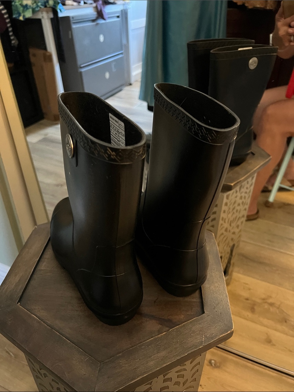 1 hour sale. UGG Black Short Rain Boots - Waterproof Pull-On Style - Picture 4 of 8